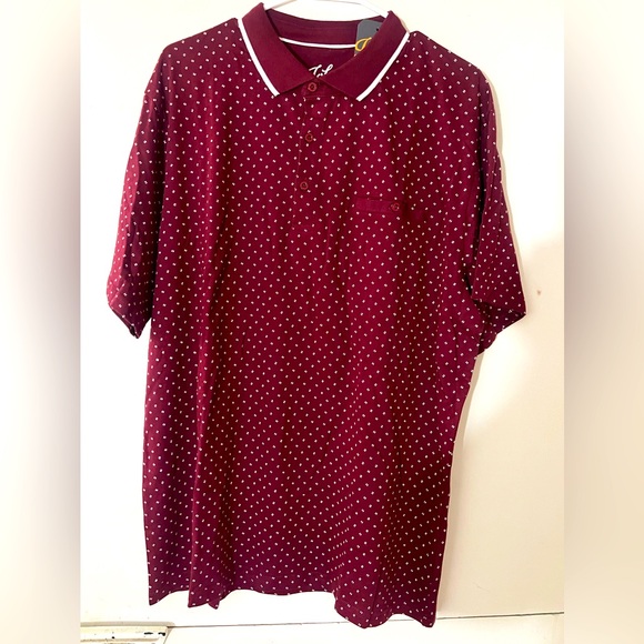 Johnny Bigg Collared Short Sleeve Shirt, Burgundy Taylor Print Polo, NWT, XL - Picture 4 of 7
